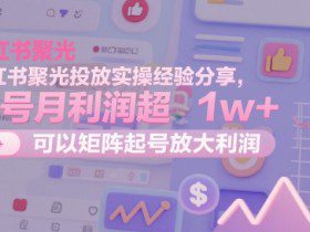 小红书聚光投放实操经验分享，单号月利润超1w+，可以矩阵起号放大利润