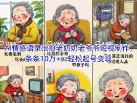 AI情感语录治愈老奶奶老爷爷短视制作，条条10万+，轻松起号变现