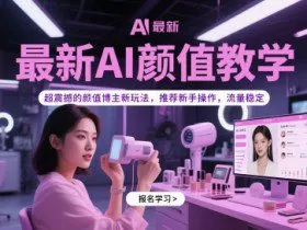 最新AI颜值教学，超震撼的颜值博主新玩法，推荐新手操作，流量稳定