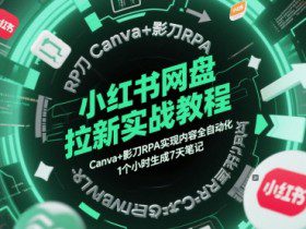 小红书网盘拉新实战教程，Canva+影刀RPA实现内容全自动化，1个小时生成7天笔记