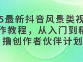 2025最新抖音风景类视频手机制作教程，从入门到精通，撸创作者伙伴计划