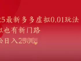 2025最新多多虚拟0.01玩法！虚拟也有新世界，轻松日入1k+