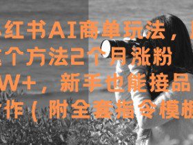 小红书AI商单玩法，用这个方法2个月涨粉7W+，新手也能接品牌合作(附全套指令模板)