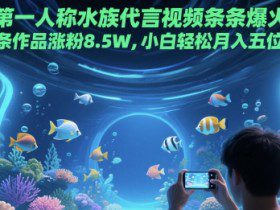 第一人称水族代言视频条条爆火，20条作品涨粉8.5W，小白轻松月入五位数