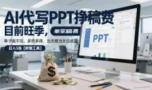 AI代写PPT挣稿费，单子做不完，多劳多得，当天做当天见收益【附赠工具】