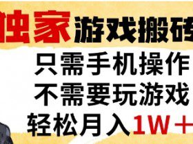 独家游戏搬砖模式，单手机即可操作，全自动挂G，无需玩游戏，月入1W+【揭秘】