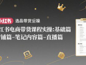 小红书电商带货课程实操：基础篇-选品篇-店铺篇-笔记内容篇-直播篇