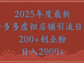 绝密引流秘籍，拼多多虚拟店铺引流，日引500+
