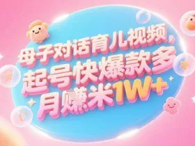 AI生成母子对话育儿类视频，起号快爆款多，小白宝妈轻松学，多渠道变现，月入1W+