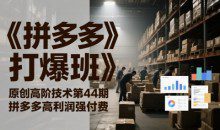 《拼多多打爆班》原创高阶技术第44期，拼多多高利润强付费