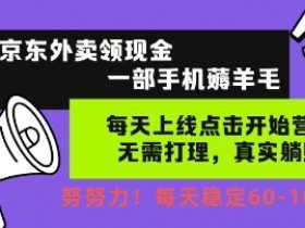 京东外卖领现金，一部手机薅羊毛，每天上线动动手指，无需打理，每天保底60+，每天就是如此轻松【揭秘】