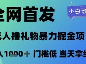全网首发，无人直播撸礼物暴力掘金项目，小白可玩，日入1k+ 门槛低，当天拿结果【揭秘】