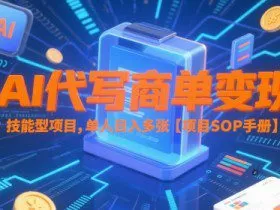 AI代写商单变现，技能型项目，单人日入多张 【项目SOP手册】