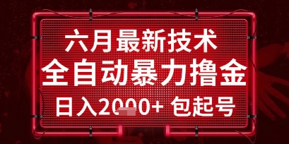 六月最新技术全自动暴力撸金,稳定日入2k+包起号,长期稳定【揭秘】
