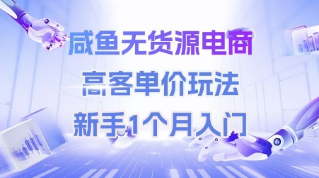 咸鱼无货源电商,高客单价玩法,新手1个月入门