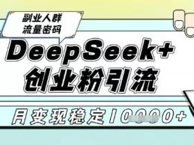 DeepSeek+创业粉精准引流，全新分享课4.0玩法，AI矩阵日引300+，多种变现方式，稳定月入1W