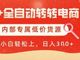 AI全自动转转电商，彻底解放双手，专属低价货源，单日轻松变现5张+【揭秘】