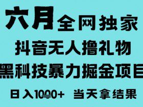 25年6月高爆抖音无人直播最新撸音浪掘金项目，门槛低小白可做，无脑日入1k，可矩阵放大【揭秘】