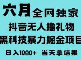 25年6月高爆抖音无人直播最新撸音浪掘金项目，门槛低小白可做，无脑日入1k，可矩阵放大【揭秘】