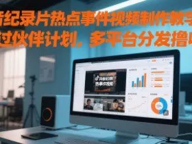 抖音纪录片热点事件视频制作教学，可过伙伴计划，多平台分发撸收益