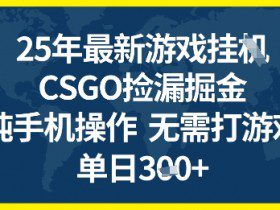 25年CSGO游戏搬砖，全自动挂G，不需要玩游戏，手机操作日入3张+【揭秘】