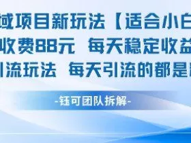 私域项目新玩法【适合小白】 一单收费88.每天稳定收益几张