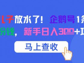 腾讯亲儿子放水了！企鹅号1条作品狂挣8份钱，新手日入3张+攻略