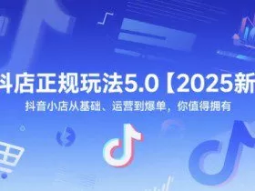 抖店正规玩法5.0【2025新】抖音小店从基础、运营到爆单，你值得拥有