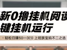 最新0撸挂G阅读，无需任何操作，一键挂机运行 轻松日入50—3张，上班族宝妈不二之选【揭秘】
