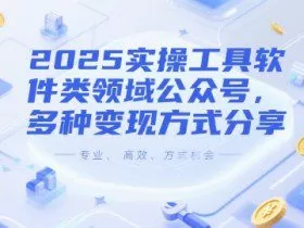 2025实操工具软件类领域公众号，多种变现方式分享