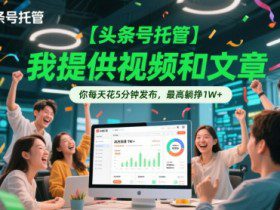 【头条号托管 】我提供视频和文章，你每天花5分钟发布，最高躺挣1W+【揭秘】