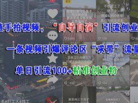 随手拍视频，自导自演引流创业粉， 一条视频引爆评论区“求带”流量，单日引流100+精准创业粉