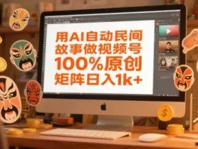 用AI自动民间故事做视频号，100%原创，矩阵日入1k+
