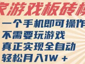 独家游戏搬砖，单手机操作，全自动挂G，不需要玩游戏，日入3张【揭秘】
