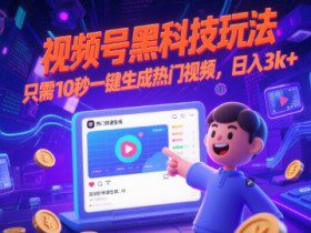 视频号黑科技玩法，只需10秒一键生成热门视频，日入3k+【揭秘】