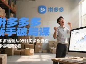 拼多多新手破局课，拼多多运营从0到1实操全流程，新手做电商必看