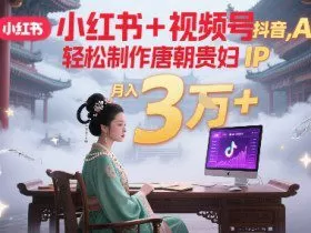 小红书+视频号+抖音，AI轻松制作唐朝贵妇IP，每天30分钟，轻松产出N条，月入3W+