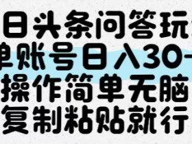 今日头条问答玩法，单账号日入30+，操作简单无脑复制粘贴就行