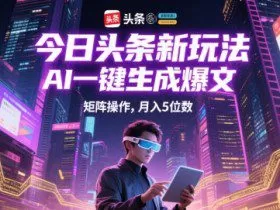 今日头条新玩法，AI一键生成爆文，矩阵操作，月入5位数