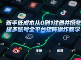 新手低成本从0到1注册并搭建多账号全平台矩阵操作教学，手机号-邮箱-IP-工具