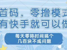首码零撸项目，有快手就可以做，每天业务时间搞个几张不是问题【揭秘】