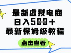 日入3张+的虚拟电商项目，保姆级教程，全网最详细，操作简单，每天一个小时，实现被动收入