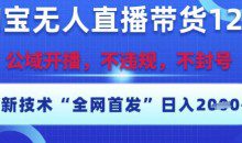 淘宝无人直播带货12.0，最新技术不封号不违规，操作简单，开播爆单，日入多张【揭秘】
