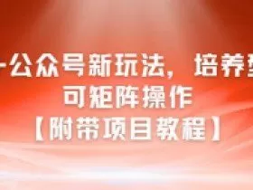 AI+公众号新玩法之培养型，可矩阵操作【附带项目教程】