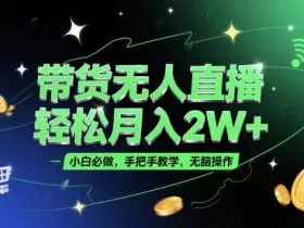 带货无人直播，轻松月入2W+，小白必做，手把手教学，无脑操作(附学习资料)