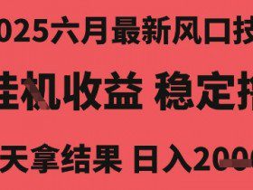 2025六月最新风口技术，无人挂G撸礼物，长期稳定 一个小时收益2k+，小白当天拿结果【揭秘】