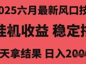 2025六月最新风口技术，无人挂G撸礼物，长期稳定 一个小时收益2k+，小白当天拿结果【揭秘】