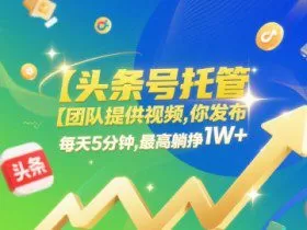 【头条号托管 】团队提供视频，你发布，每天5分钟，最高躺挣1W+【揭秘】