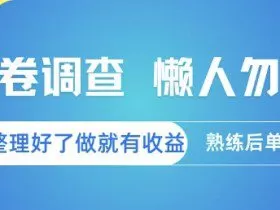 问卷调查，懒人勿扰，问卷都整理好了单价不等，做就有收益，熟练后单日3张【揭秘】