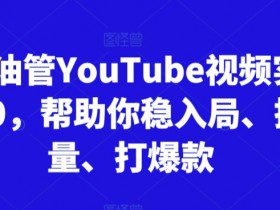 跨境油管YouTube视频实训营3.0，帮助你稳入局、搞流量、打爆款（更新2025）